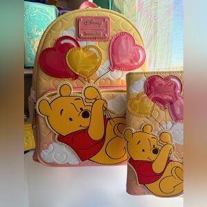 Loungefly Disney Winnie the Pooh Valentine Balloons Mini Backpack Set NWT